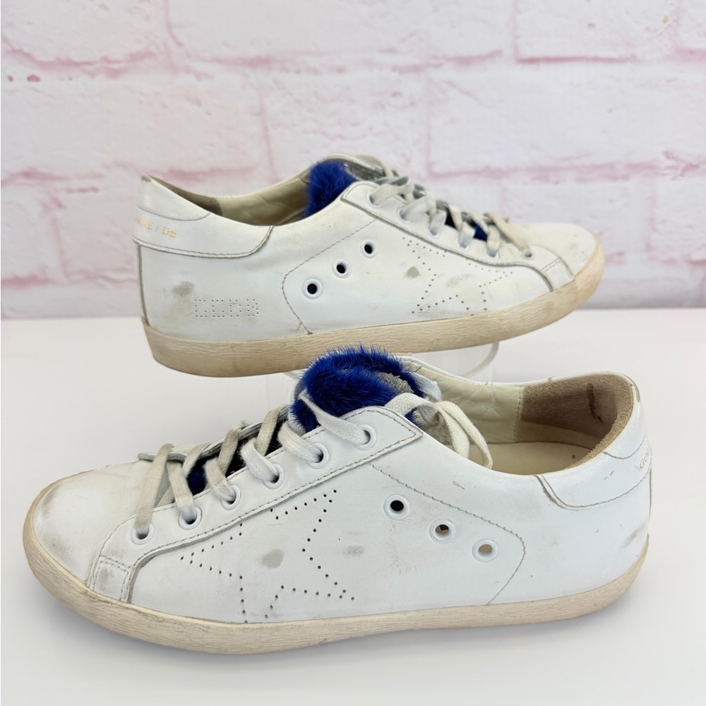 Golden Goose Distressed Blue Fur Leather Sneaker 39